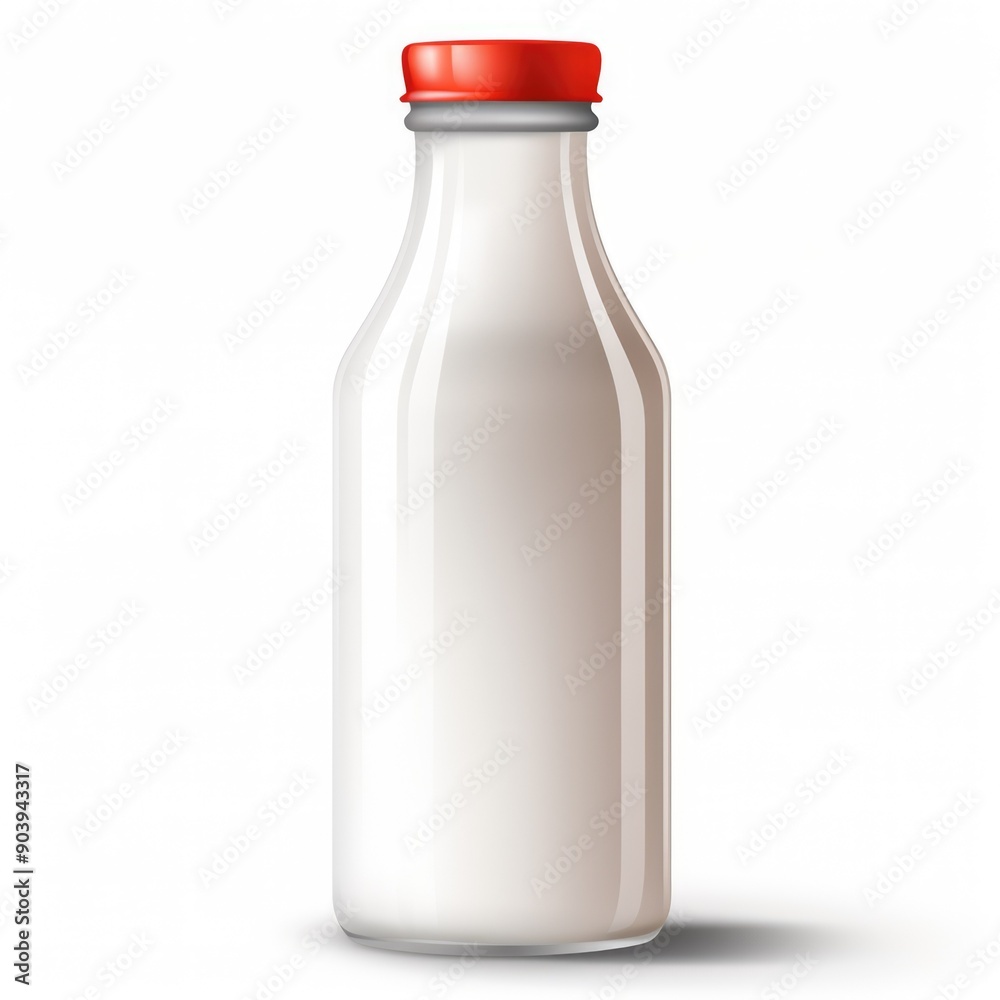 A milk bottle close-up on a white background A milk bottle close-up on a white background