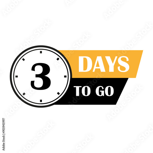 Three days remaining. Countdown timer. 3 days to go. Vector illustration.