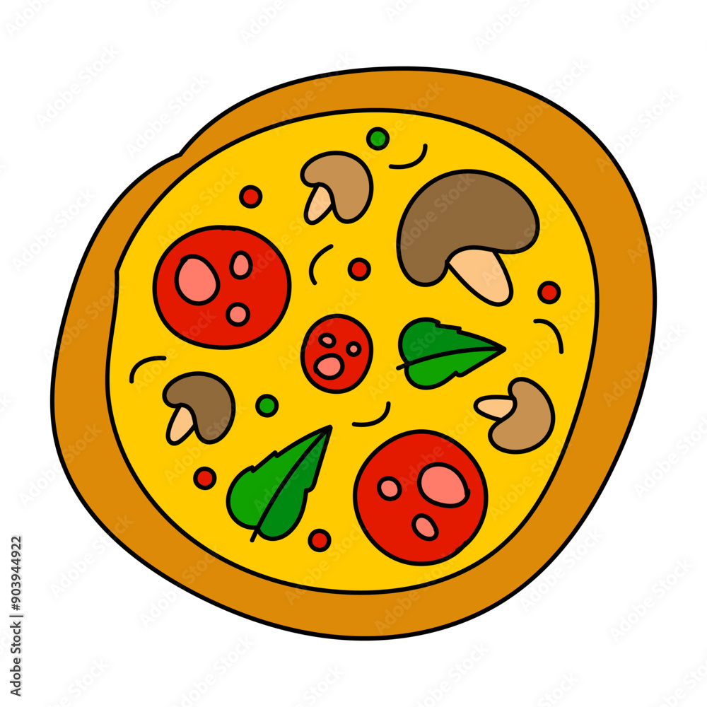 Fototapeta premium Tasty food. Pizza hand drawn vector illustration isolated on white background. 
