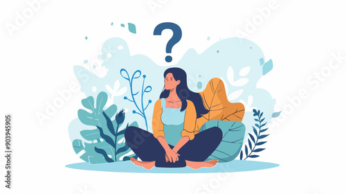Meditation Question Mark Concept Woman Searching