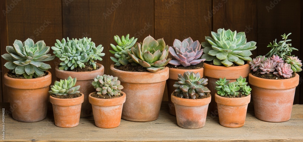 Succulents in pots in a greenhouse. A plant growing business concept. Succulents in pots in a greenhouse. A plant growing business concept.