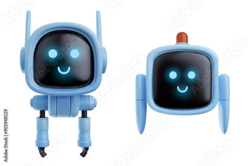 Cute friendly robot in realistic 3d style. Vector futuristic character design for assistance or bot mascot.