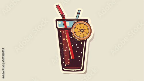 Retro Cinema Sticker: Cola in Glass Bottle with Straw