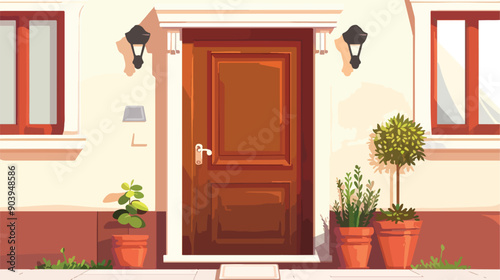 Vintage Brown Doorway Entrance Concept for Home Design