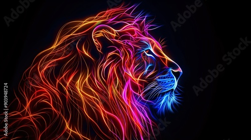 Neon Lion Portrait