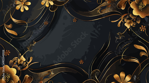 Luxurious Gold Cards Illustration with Dark and Gold Floral Design