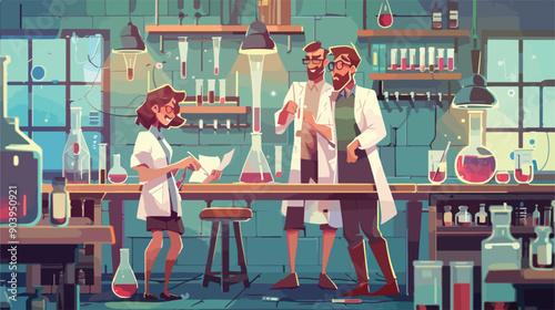 Scientific Research Concept: Man and Woman Writing Report