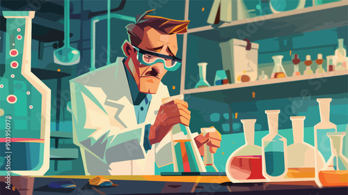 Scientist Conducting Chemical Experiment in Laboratory