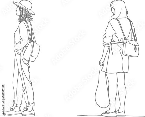 Drawing in one line of a pretty woman wearing a blazer. Beautiful young lady wearing a blazer or outerwear. Two-in-one dress with cardigan and blouse. Minimalistic illustration in modern style.