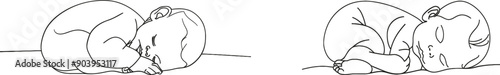 One-line drawing of an unborn baby on a white background in the womb of its mother. Pregnancy health care concept. Minimalist style.