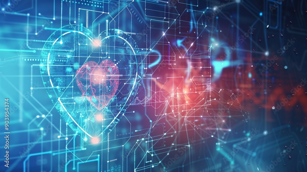 Digital illustration of heart against blue background. Medicine and healthcare concept. Digital illustration of heart against blue background. Medicine and healthcare concept.
