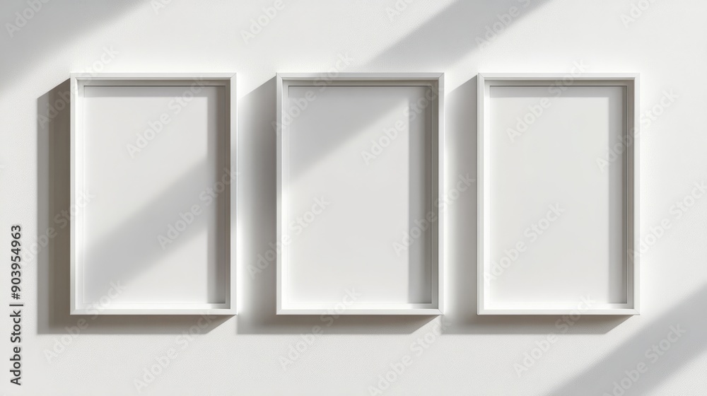 Blank white picture with empty light grey frames. Illustration Blank white picture with empty light grey frames. Illustration
