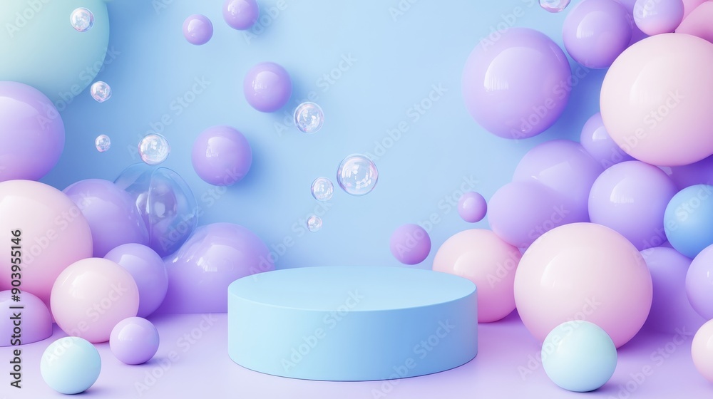 Empty podium with pink and violet background for displaying products. Empty podium with pink and violet background for displaying products.