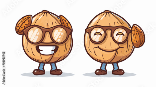 Walnut Character in Glasses: Smart Healthy Nutrition Concept