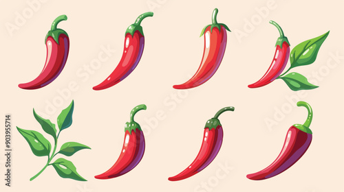 Spicy Chili Peppers Illustration with Spice Level Marks - High Quality Vector Image for Culinary Design Projects