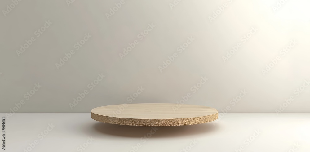 An empty wooden podium against a clean white background, for displaying products. An empty wooden podium against a clean white background, for displaying products.