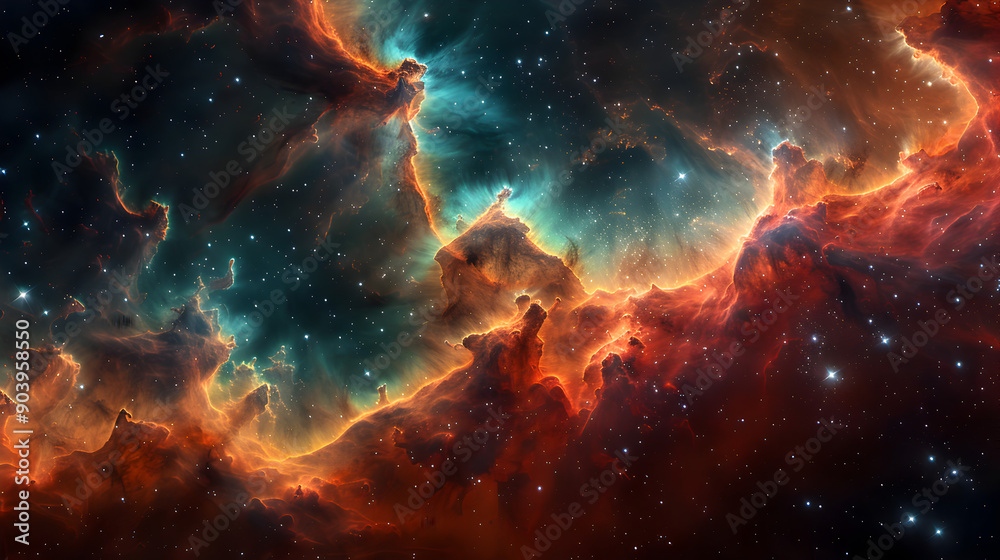 A swirling nebula featuring bright, glowing hues of green and blue, with wispy, smoky tendrils stretching across the canvas, evoking the boundless nature of the cosmos A swirling nebula featuring bright, glowing hues of green and blue, with wispy, smoky tendrils stretching across the canvas, evoking the boundless nature of the cosmos