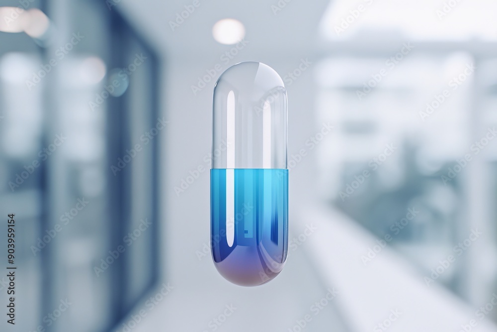 Modern capsule illustration with transparent design emphasizing pharmaceutical care medical innovation and healthcare solutions in a clean and futuristic setting. Modern capsule illustration with transparent design emphasizing pharmaceutical care medical innovation and healthcare solutions in a clean and futuristic setting.