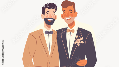 Unconventional Couple Wedding Concept - Happy Gay Newlyweds Celebrating Love