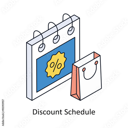 Discount Schedule Isometric style icon. Symbol on White background EPS 10 File 