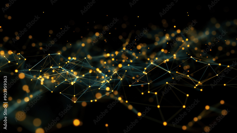 Fototapeta premium Abstract futuristic background with glowing dots and lines