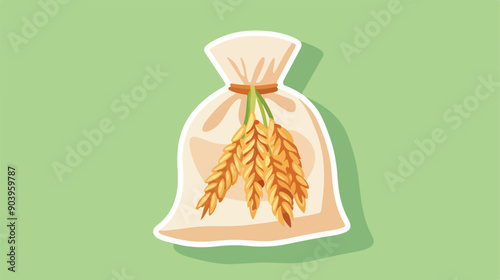 White Farming Icon Sticker with Fresh Bag, Simple and Elegant Design for Agriculture Marketing Collateral