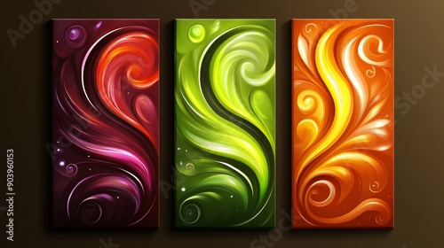 The posters feature colorful flowers with simple flowing elegant designs.