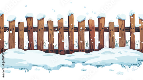 Snow Fence Winter Wooden Fences Covered Frozen Snow