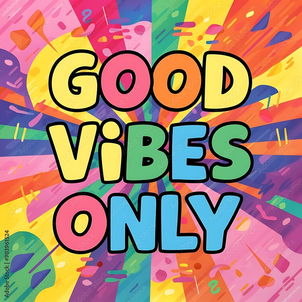 Good Vibes Only colorful background and text (T-shirt Design Motivational Quote, Illustration ,Typography) Good Vibes Only colorful background and text (T-shirt Design Motivational Quote, Illustration ,Typography)