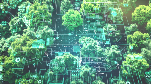 AI systems analyzing environmental data to develop innovative solutions for combating climate change and promoting sustainability