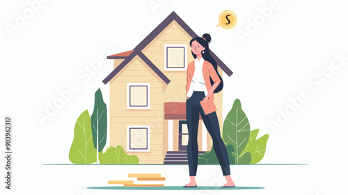 Woman Choosing Sale or Rent Concept in Real Estate Setting