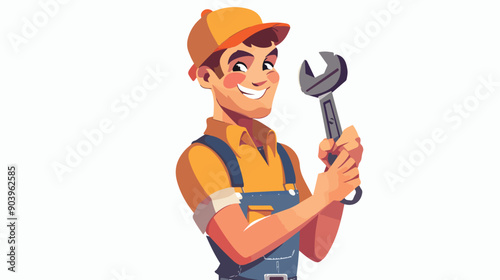 Happy Mechanic Working with Joyful Expression in Professional Setting