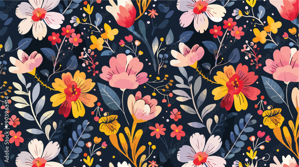 Elegant Spring Seamless Pattern with Delicate Flowers Elegant Spring Seamless Pattern with Delicate Flowers