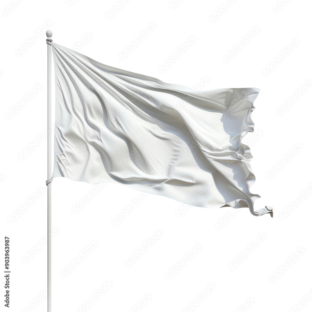 A plain white flag waving gently in the breeze. Perfect for blank canvas, surrender, or peace concepts. A plain white flag waving gently in the breeze. Perfect for blank canvas, surrender, or peace concepts.