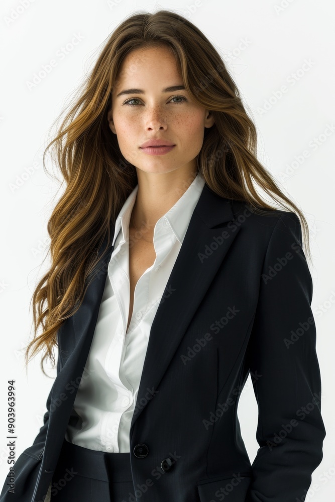 A businesswoman wearing formal suit isolated created with Generative AI A businesswoman wearing formal suit isolated created with Generative AI
