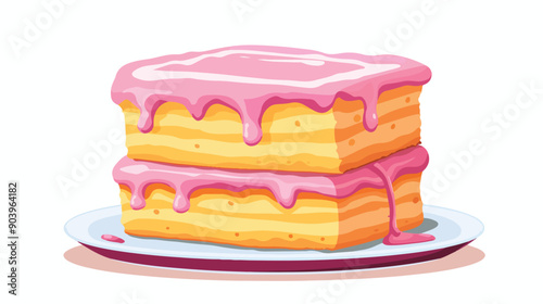 Sponge Cake Layer with Pink Icing Bakery Process Icon