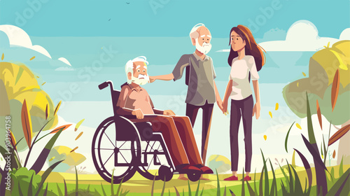 Compassionate young woman assisting elderly man, caring female aiding senior gentleman, intergenerational interaction concept
