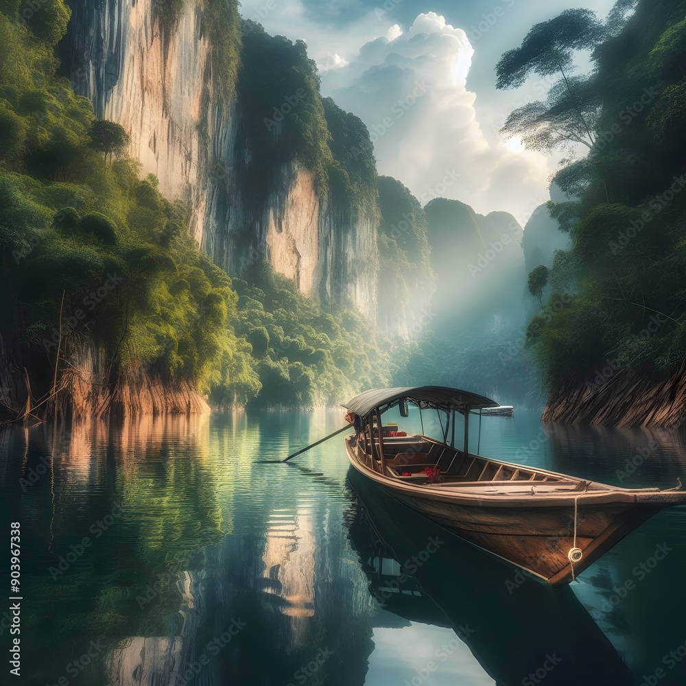 Fototapeta premium boat on the lake
