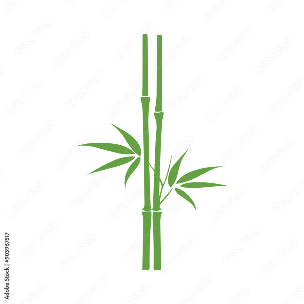 Bamboo leaves icon over white background, silhouette style, vector illustration Bamboo leaves icon over white background, silhouette style, vector illustration