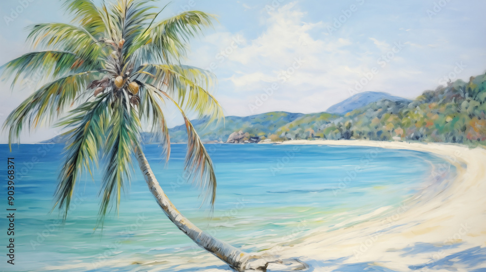 Tropical beach landscape with palm tree in summer Tropical beach landscape with palm tree in summer
