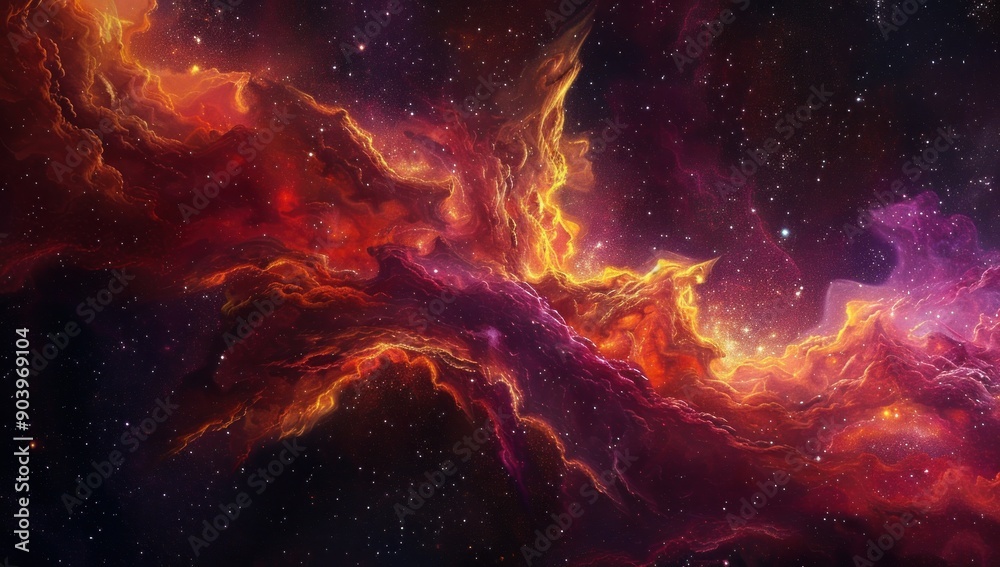 Cosmic Nebula with Stars and Glowing Gas