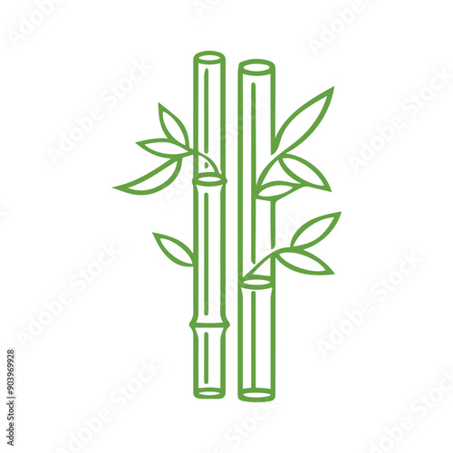 Bamboo leaves icon over white background, silhouette style, vector illustration