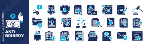 Anti-Bribery Icon Set For Design Elements, business, corruption, money, crime, bribery	