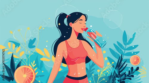 Hydration Concept: Professional Young Woman Holding Water Bottle