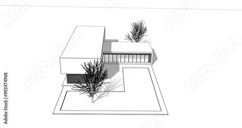 architectural sketch of a house