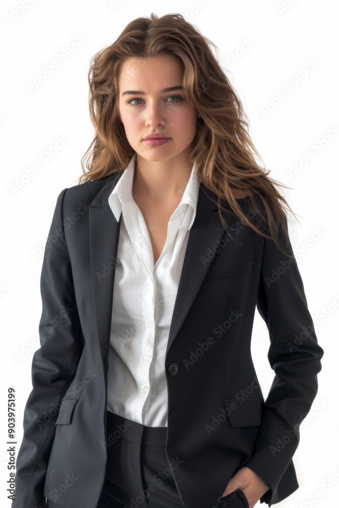 A businesswoman wearing formal suit isolated created with Generative AI A businesswoman wearing formal suit isolated created with Generative AI