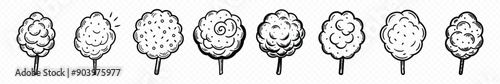 cotton candy icon, candy cotton thin line icon, candy floss, linear icon. cotton candy sweets icon