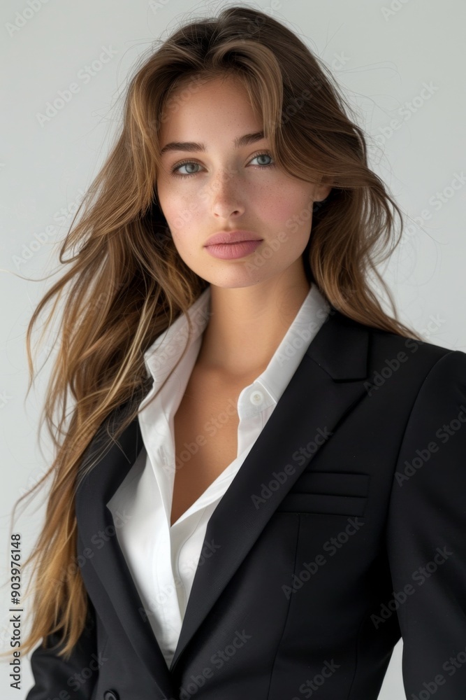 A businesswoman wearing formal suit isolated created with Generative AI A businesswoman wearing formal suit isolated created with Generative AI
