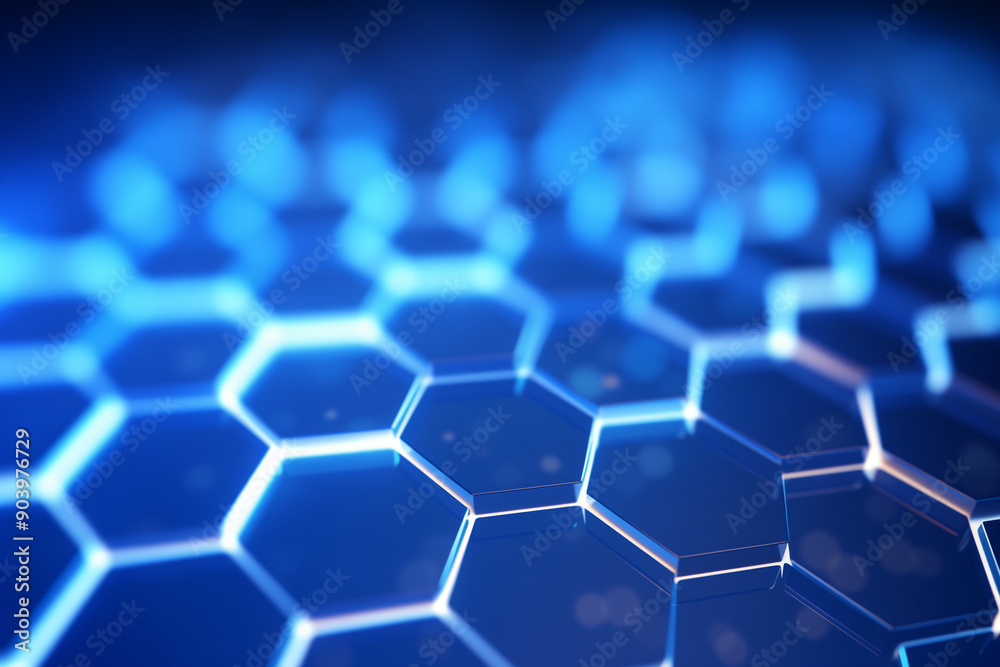 Abstract blue hexagons pattern background for design.Hi-tech science and research concept innovation. Abstract blue hexagons pattern background for design.Hi-tech science and research concept innovation.