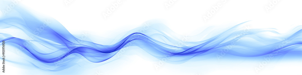 Abstract asymmetrical glowing translucent blue wave